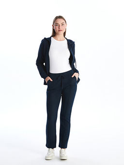 Kap??onlu D?z Uzun Kollu Kad?n Fermuarl? Sweatshirt