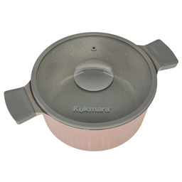 Stella Кастрюля с тефлоновым покрытием 5,2л, д25,5см, h14,5см, s0,32см, дно д20см, s0,4см, литая, стеклянная жаропрочная крышка, капучино (cappuccino) (Россия) - Домашняя мода фото 2