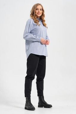 рубашка из тонкого хлопка в стиле OVERSIZE    с кокеткой на спине - А+б коллекция фото 7