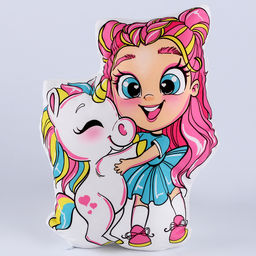 Подушка декоративная Единорог и девочка - POMPOSHKI фото 3