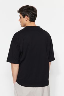 Siyah Oversize %100 Pamuklu Minimal Yaz? Bask?l? T-Shirt TMNSS23TS00084