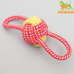 Игрушка канатная Мяч с ручками, до 35 г, мяч 6 см, микс цветов