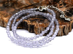 Чокер из улексита с эффектом кошачьего глаза шарик гр.3мм цвет сиреневый, 40см