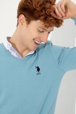 U. S. Polo Assn / Мужской синий базовый свитер - U.s. polo assn фото 2