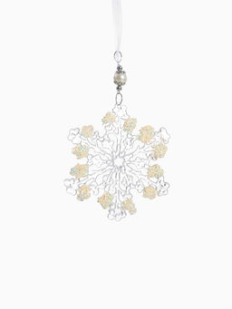 Цена за 2 шт. Ёлочная игрушка Зимнее волшебство. Снежинка ажурная, d=12 см, прозрачный, МИКС фото 10