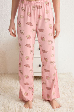 Trendyolmilla Gri Melanj %100 Pamuklu Slogan Bask?l? Orme Pijama Tak?m? THMSS25PT00162  фото 4