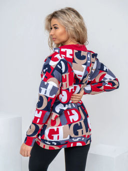 Толстовка женская, цвет синий красный