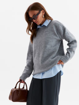 Джемпер женский MINAKU: Knitwear collection, светло-серый, размер 46-48