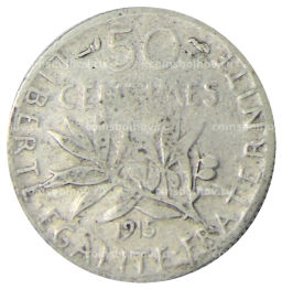 Монета 50 сантимов 1915 года Франция