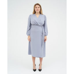 Платье женское миди MIST plus-size, серо-голубое, размер 58