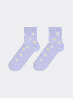 Цена за 5 пар! Носки женские фиолетовые с рисунком в виде ромашек - Mark formelle фото 3