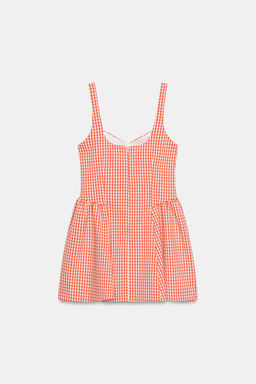 VESTIDO MINI VOLUMEN CUADRO VICHY / Naranja - Zara фото 7