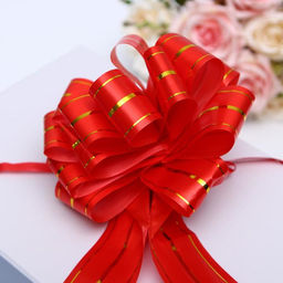 Цена за 20 шт. Подарочный бант - шар №4.5 Золотое сечение, красный, для упаковки подарков