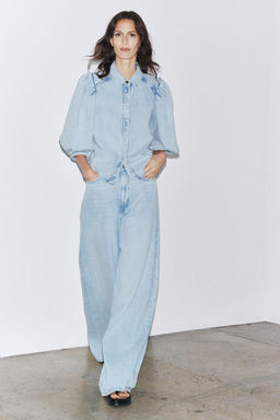 ZW COLLECTION HIGH-WAIST PALAZZO JEANS - Zara фото 18