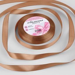 Цена за 3 шт. Лента атласная, 12 мм, 23±1 м, светло-коричневая №136
