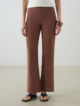 Beli Lastikli Kendinden Desenli Kad?n Pantolon