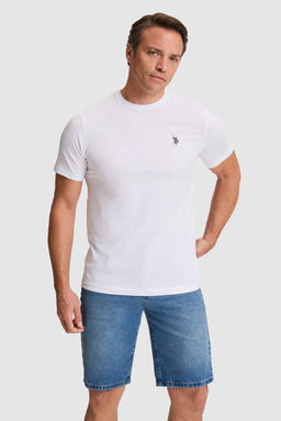 Erkek Beyaz Regular Fit Bisiklet YakaTi__rt