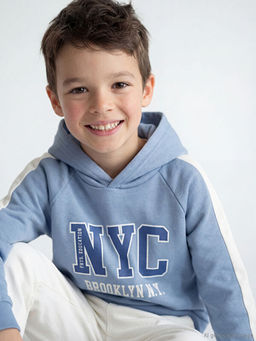 Kap??onlu NYC Bask?l? Erkek ?ocuk Sweatshirt