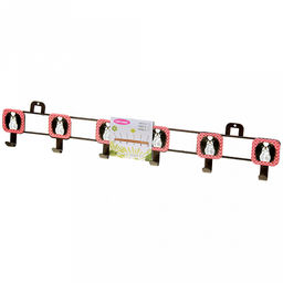 Вешалка-планка металлическая, окрашенная, 6 крючков, 51х9см, коричневый, вставка - декор микс (Китай)