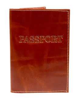 Обложка на паспорта из натуральной кожи, цвет коричнево-рыжий