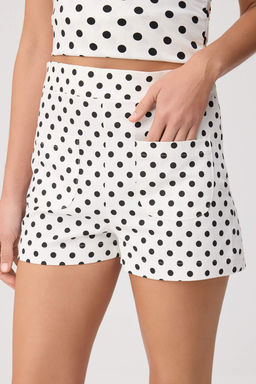 Siyah-Beyaz Gabardin Puantiyeli Mini _ort & Bermuda TWOSS26SR00253