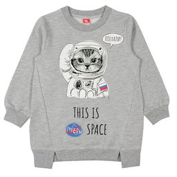 CRB wear/CWK 62510-1 Платье модель туника для девочки, серый меланж/Ex.Cherubino  фото 2