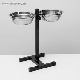 Подставка с мисками, 2700 мл, высота 40 см, разборная, чёрная - Пижон фото 3