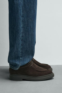 LEATHER MOC TOE SHOES - Zara фото 2