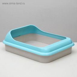 Туалет «Мур-мяу» для кошек, с рамкой 44×34×10 см, голубой