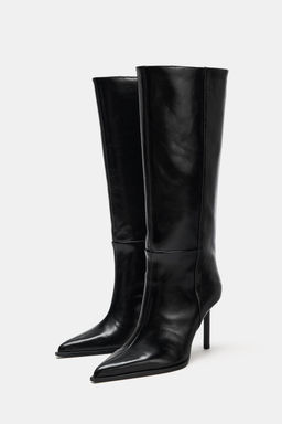 LEATHER HEELED BOOTS - Zara фото 5