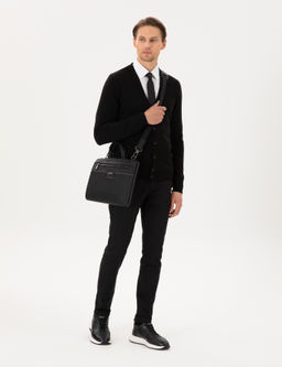 Siyah Slim Fit Kanvas Pantolon