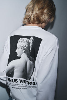 SCULPTURE PRINT LONG SLEEVE T-SHIRT - Zara фото 3