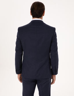 Lacivert Slim Fit Y_n Kar___ml_ Mikro Desenli Klasik Ceket - Cacharel фото 5
