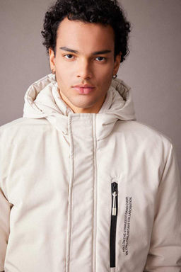 Водоотталкивающее пальто обычного кроя с капюшоном - Defacto фото 3