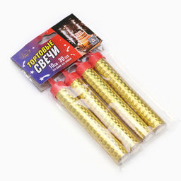 Свечи фонтаны в торт золотые, 4 шт., 10 см, горение 30-35 сек