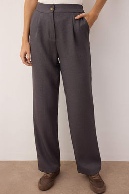 TRENDYOLMILLA Gri Straight/Duz Kesim Dokuma Kumas Pantolon TWOAW22PL0321 фото 16