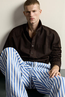 PANTAL?N RELAXED FIT 100% LINO / Marino / Blanco - Zara фото 5