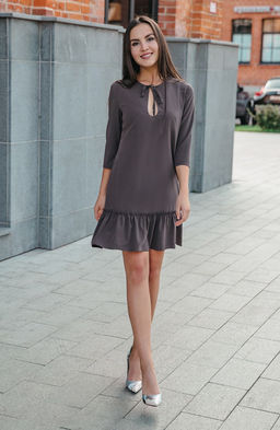 Платье мини темный мокко