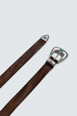 VINTAGE-EFFECT LEATHER BELT - Zara фото 3