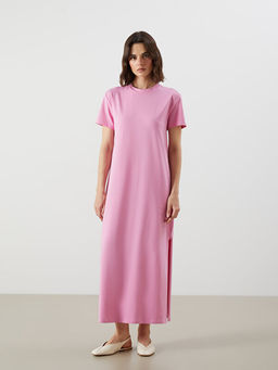 Bisiklet Yaka Y?rtma?l? Elbise