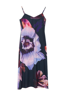 Lacivert Cicek Desenli Uste Oturmayan Midi Saten Dokuma Elbise TWOSS24EL00990 - Trendyolmilla фото 7