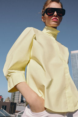 CAMISA MANGA ABULLONADA ZW COLLECTION / Amarillo - Zara фото 6
