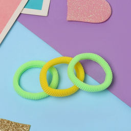 Цена за 6 шт. Резинки для волос «Стиль», набор 3 шт., 5.5 см, салатовые, жёлтые