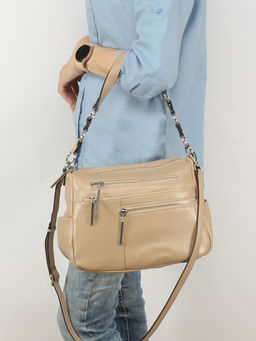 Сумка женская натуральная кожа GU 2033-7795, 2отд, плеч/ремень, бежевый SALE 254575 - Adelia фото 5
