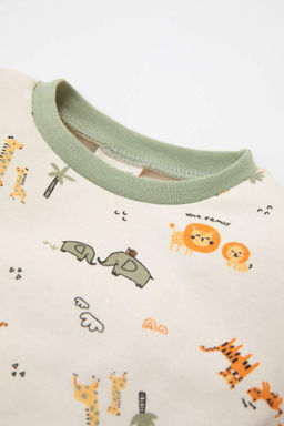 Пижамный комплект с длинными рукавами и рисунком сафари для маленьких мальчиков - Defacto фото 3