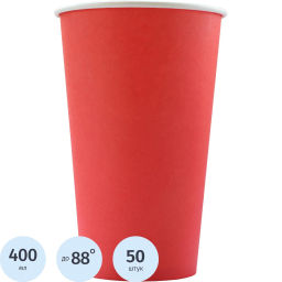 Стакан одноразовый бум 1-сл. d-90мм 400мл красный КОМУС 50шт/уп