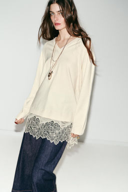 LONG KNIT JUMPER WITH LACE DETAIL - Zara фото 11