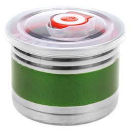 Банка для сыпучих продуктов из нержавеющей стали 0,5л, д10см, h7,5см, цветной корпус зеленый, в коробке (Китай)
