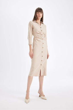 Бенгалинское платье миди с короткими рукавами - Defacto фото 5