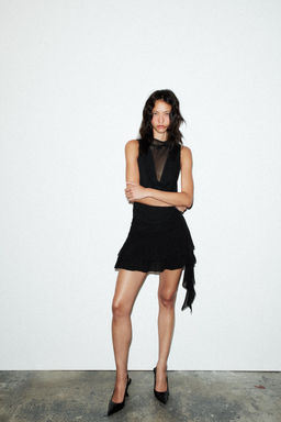 PLEATED RUFFLE SKORT